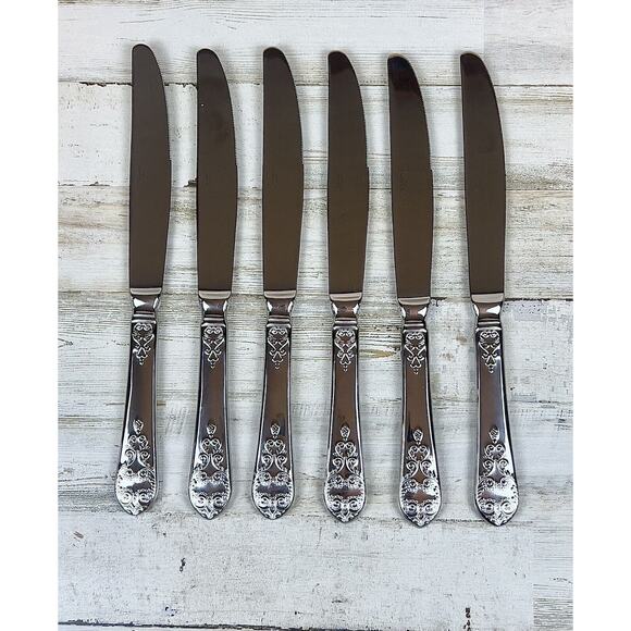 Wallace 18/10 Stainless - HOTEL LUX Pattern - 6 Dinner Knives - Picture 1 of 6